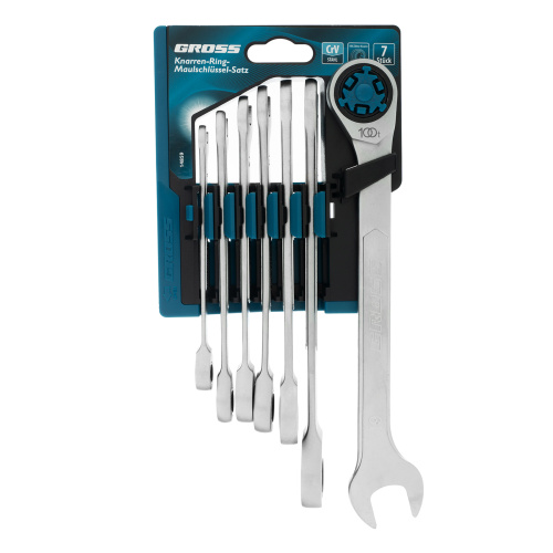 Набор ключей комбинированных трещоточных, количество зубьев 100, СRV, 7 шт, 8-19 мм Gross купить в Москве с доставкой по всей России | ProtosMarket.ru