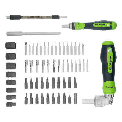 Отвертки реверсивные с набором бит, торцевых головок, 61 предмет, CrV Сибртех купить в Москве с доставкой по всей России | ProtosMarket.ru