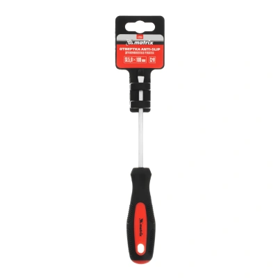 Отвертка Anti-Slip, SL5 х 100 мм, CrV, двухкомпонентная рукоятка Matrix по ценам производителя в Санкт-Петербурге с доставкой по всей России