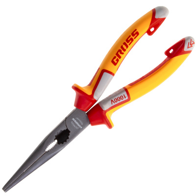 Длинногубцы прямые, диэлектрические рукоятки до 1000 В, трехкомпонентные рукоятки, 205 мм Gross купить в Москве с доставкой по всей России | ProtosMarket.ru