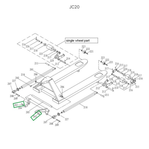 Ось крепления углового рычага к опорной площадке для гидравлических тележек DF25 по ценам производителя в Санкт-Петербурге с доставкой по всей России