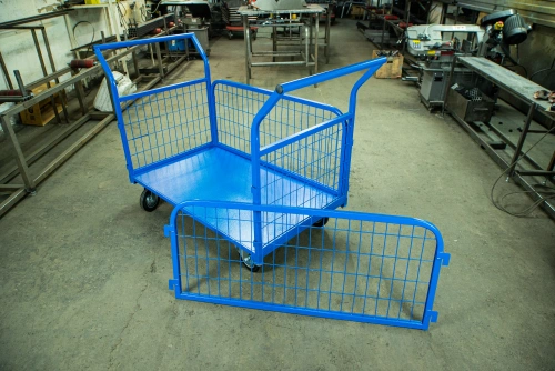 Тележка платформенная TOR ТП-3С (700х1200) с бортами из сетки и двумя ручками (колеса 160 мм) по ценам производителя в Санкт-Петербурге с доставкой по всей России