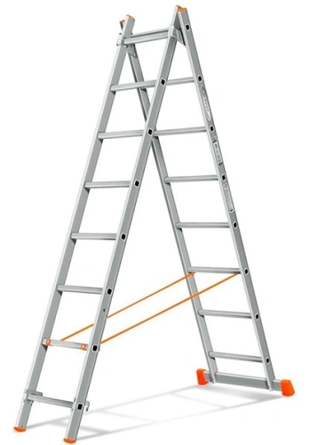 Лестница 2-х секционная алюминиевая 2*8 по ценам производителя в Санкт-Петербурге с доставкой по всей России