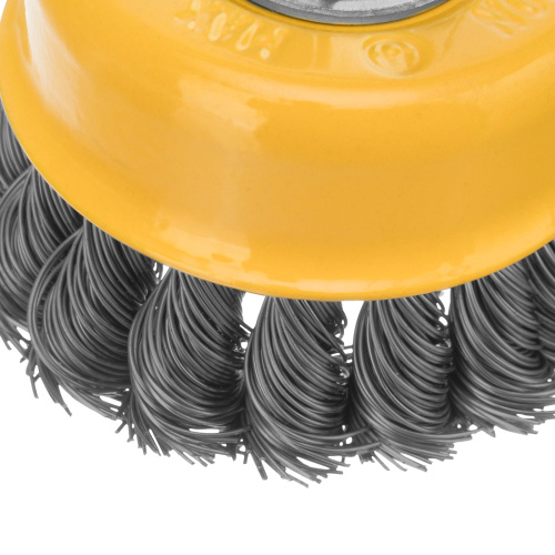 Щетка для УШМ, 75 мм, "Чашка", крученая нержавеющая проволока 0.5 мм, М14 Denzel по ценам производителя в Санкт-Петербурге с доставкой по всей России