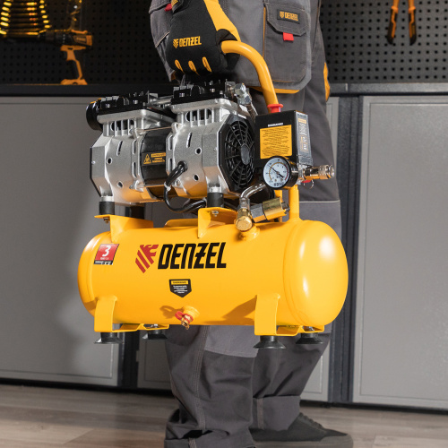 Компрессор DLS650/10 безмаслянный малошумный 650 Вт, 120 л/мин, ресивер 10 л Denzel по ценам производителя в Санкт-Петербурге с доставкой по всей России