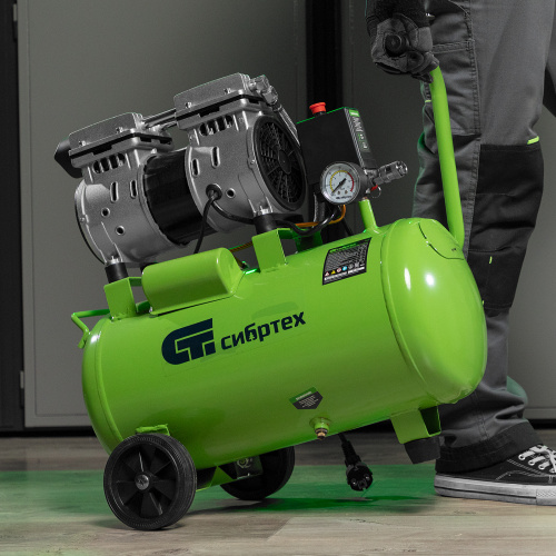 Компрессор безмаслянный малошумный МБ 1100/24,1100 Вт, 24 л, 170 л/мин Сибртех купить в Москве с доставкой по всей России | ProtosMarket.ru
