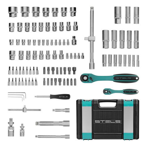 Набор инструментов 1/2", 1/4", CrV, 12 гранные головки, пластиковый кейс, 109 предмета Stels купить в Москве с доставкой по всей России | ProtosMarket.ru