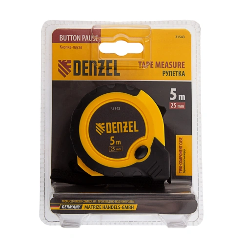 Рулетка 5м х 25мм, двухкомп. корпус, кнопка-пауза Denzel купить в Москве с доставкой по всей России | ProtosMarket.ru