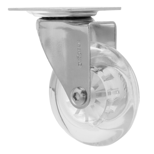 Колесо ПУ прозрачное поворотное d-75 мм, крепление платформенное Сибртех купить в Москве с доставкой по всей России | ProtosMarket.ru