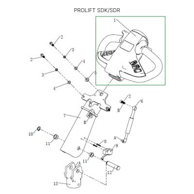 Верхняя часть ручки в сборе для штабелеров SDR 1533/1536/1545S/1645/1656/2036/2045, SDK купить в Москве с доставкой по всей России | ProtosMarket.ru