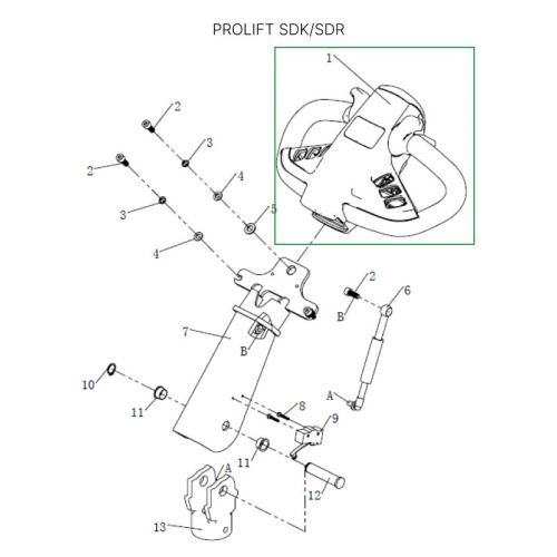 Верхняя часть ручки в сборе для штабелеров SDR 1533/1536/1545S/1645/1656/2036/2045, SDK по ценам производителя в Санкт-Петербурге с доставкой по всей России