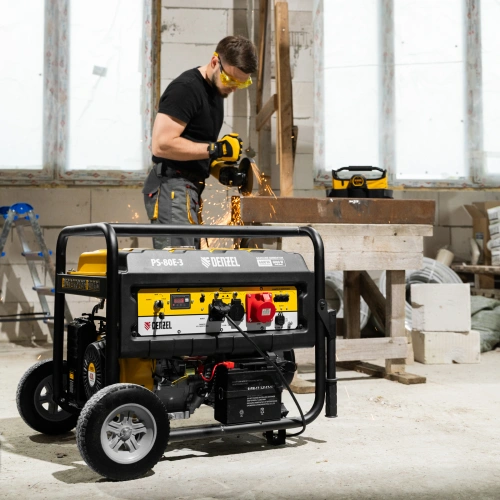 Генератор бензиновый PS 80 E-3, 6.6 кВт, 400 В, 25 л, электростартер Denzel по ценам производителя в Санкт-Петербурге с доставкой по всей России