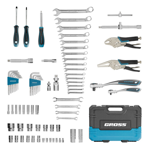 Набор инструментов, 1/4", 1/2", CrV, 120 зубьев, 78 предметов Gross купить в Москве с доставкой по всей России | ProtosMarket.ru