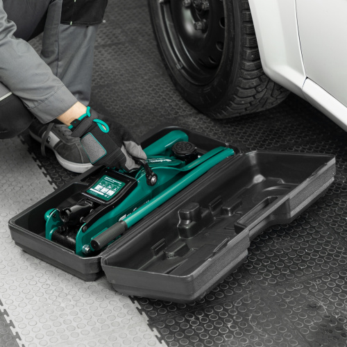 Домкрат гидравлический подкатной, 2 т, 85-330 мм, низкий подхват, в пласт. кейсе Сибртех по ценам производителя в Санкт-Петербурге с доставкой по всей России