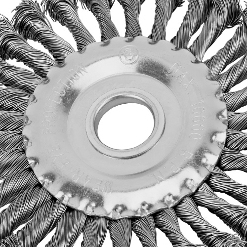 Щетка для УШМ 125 мм, посадка 22.2 мм, плоская, крученая металлическая проволока Сибртех по ценам производителя в Санкт-Петербурге с доставкой по всей России