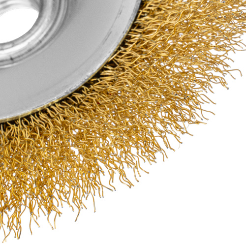 Щетка для УШМ, 125 мм, М14, "тарелка", латунированная витая проволока Matrix по ценам производителя в Санкт-Петербурге с доставкой по всей России